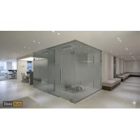 Grey Sandblasted Glass Pivot Door 10mm UAE for Confidential Meeting Rooms
